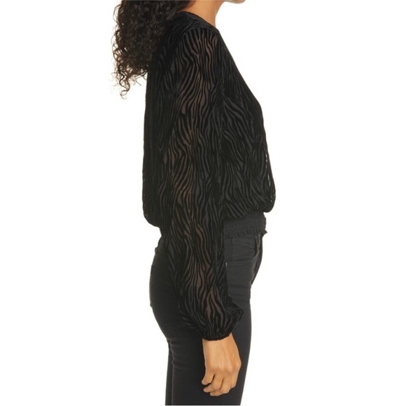 CAMI NYC BLACK BURNOUT VELVET ZEBRA TOP - Picture 3 of 10